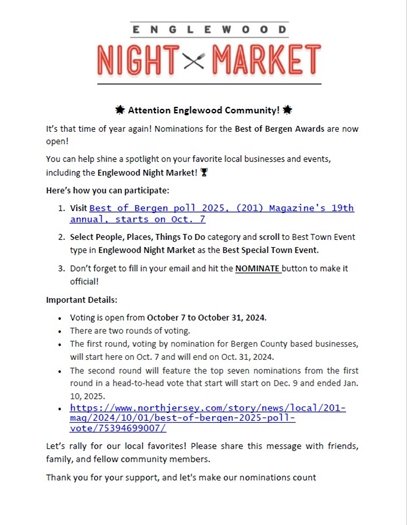 Please Help Nominate Englewood Night Market