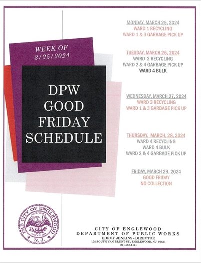 DPW Good Friday Schedule