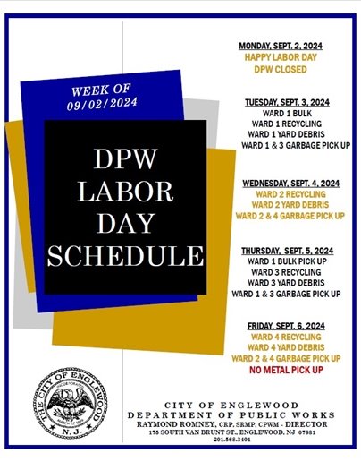 DPW Labor Day Schedule