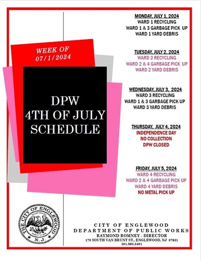 DPW 4th of July  Schedule
