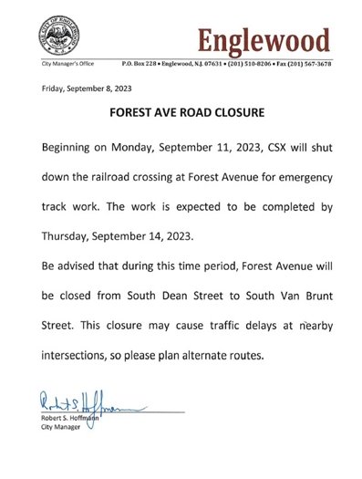 Forest Avenue Road Closure