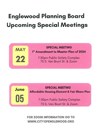 Englewood Planning Board Upcoming Special Meetings