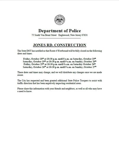 Jones Road Construction Project