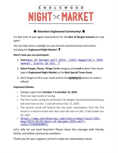 Please Help Nominate Englewood Night Market