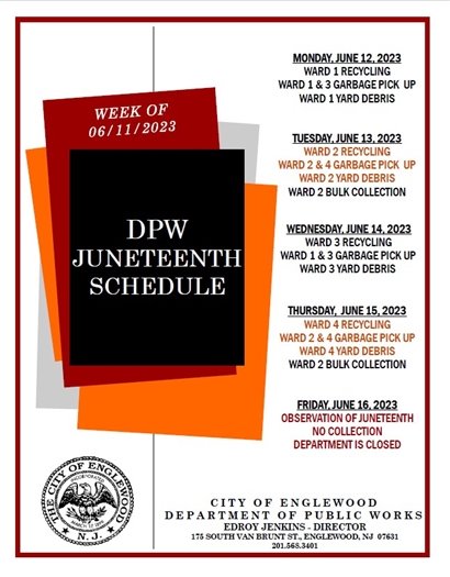 DPW Juneteenth Holiday Schedule