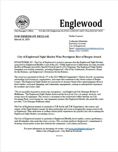 COE Night Market Wins Prestigious Best of Bergen Award