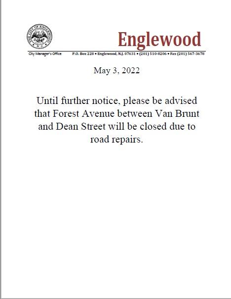 Forest Avenue Closure