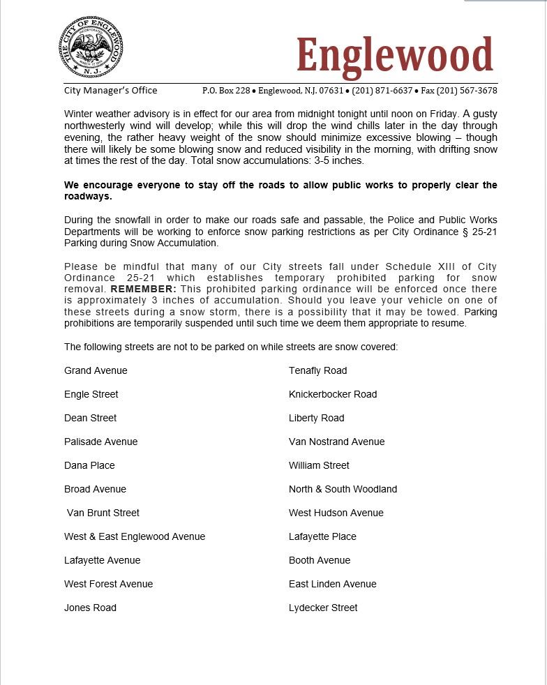 Winter Weather Announcement Page 1 - 1-6-22