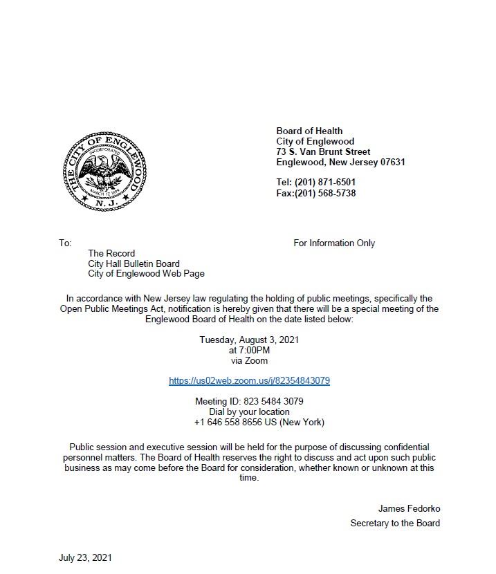 Public Notice Special Meeting