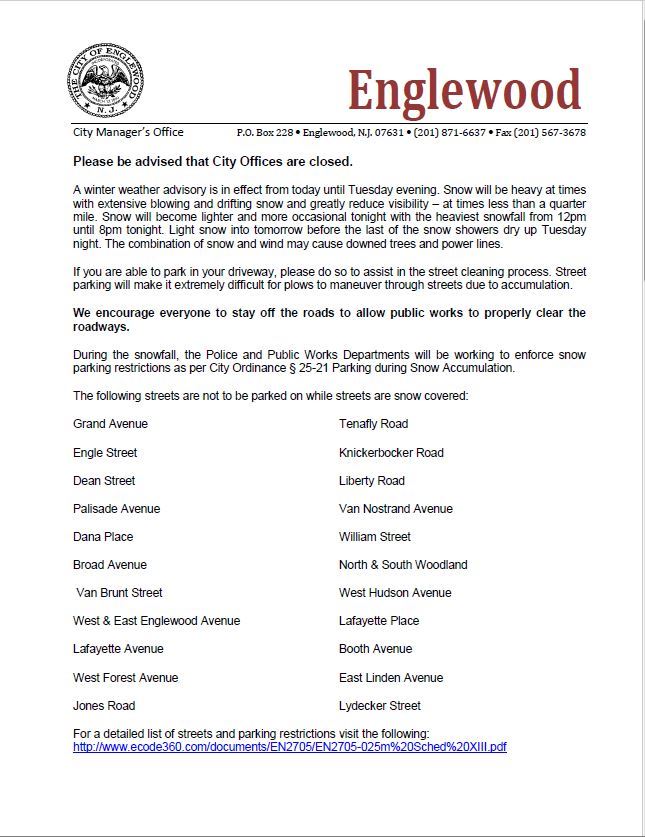 Winter Weather Announcemen from City Manager - 2-1-21 Pg 1