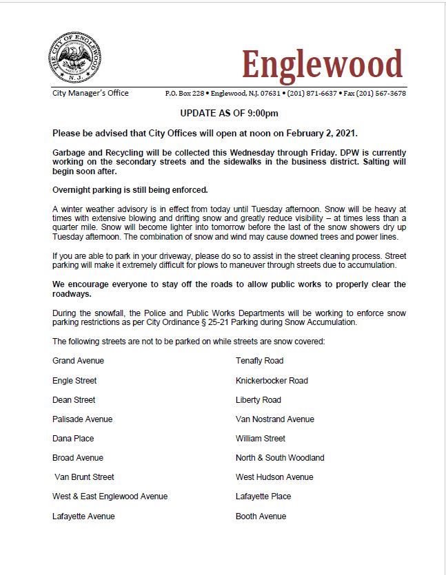 WW Announcement as of 9pm Page 1