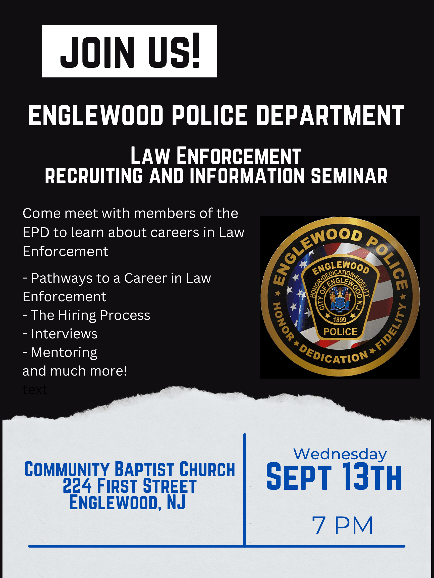 EPD Law Enforcement Recruiting and Information Seminar