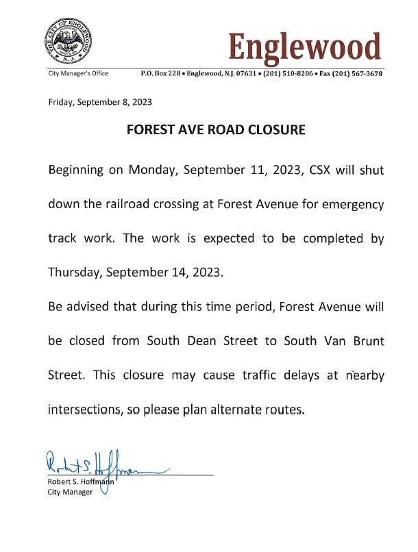 Forest Avenue Road Closure