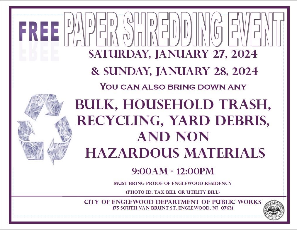 Free Paper Shredding Event January 2024