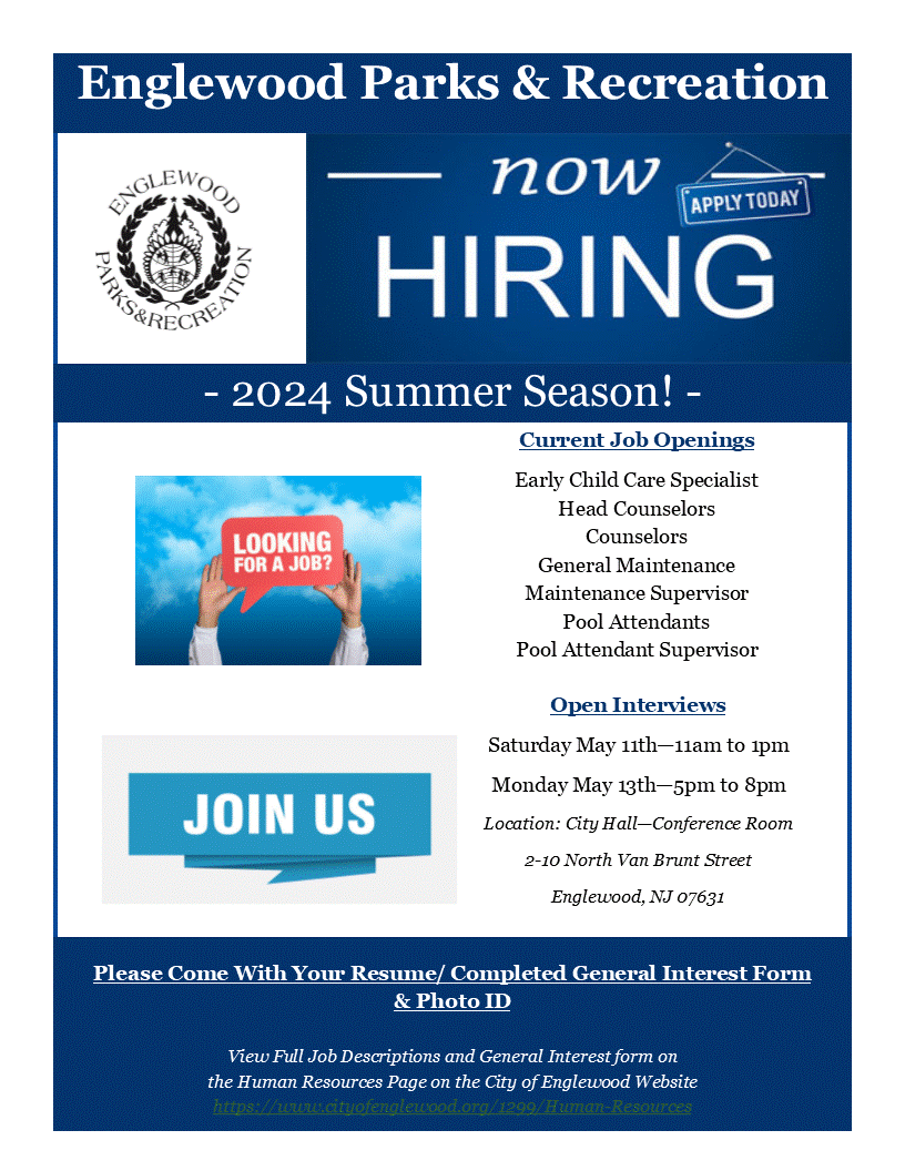2024 Recreation Now Hiring Flyer