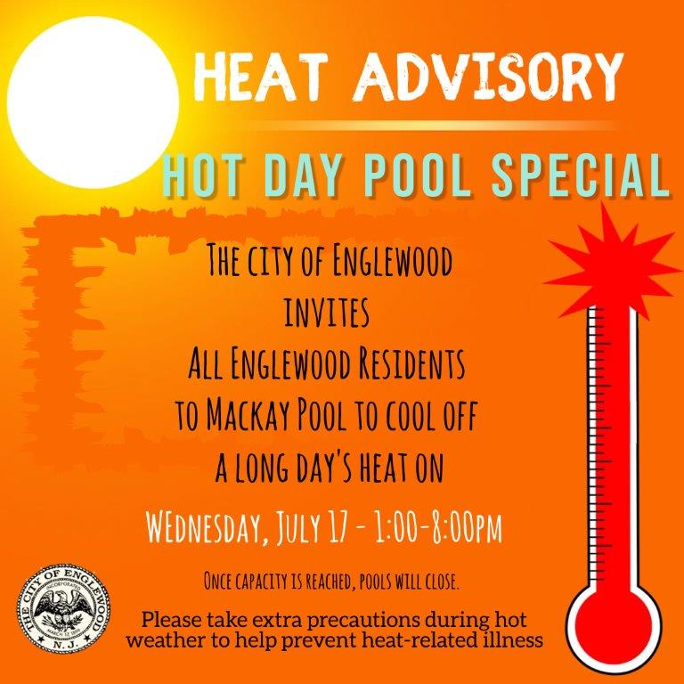 Free Pool Day -Heat Advisory 7.17.2024