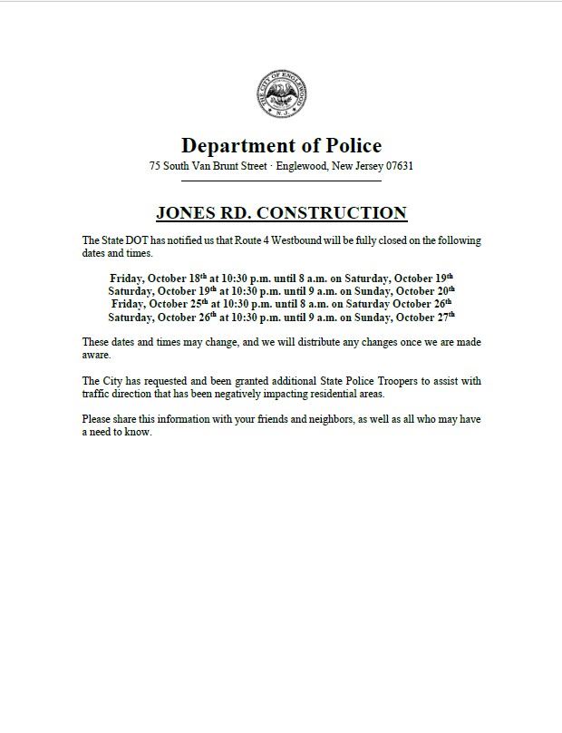 Jones Road Construction