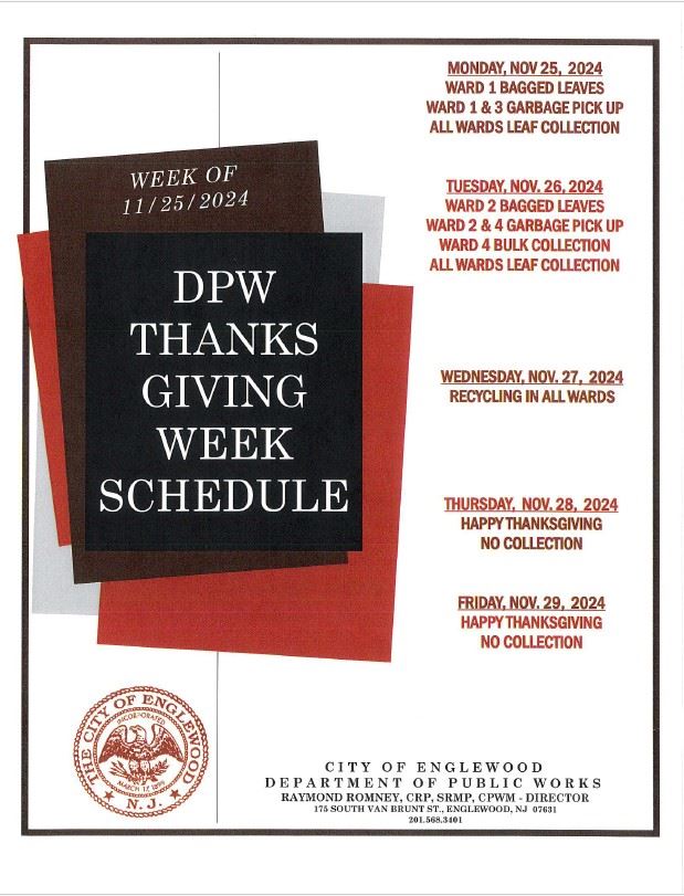 DPW Thanksgiving Week Schedule 2024