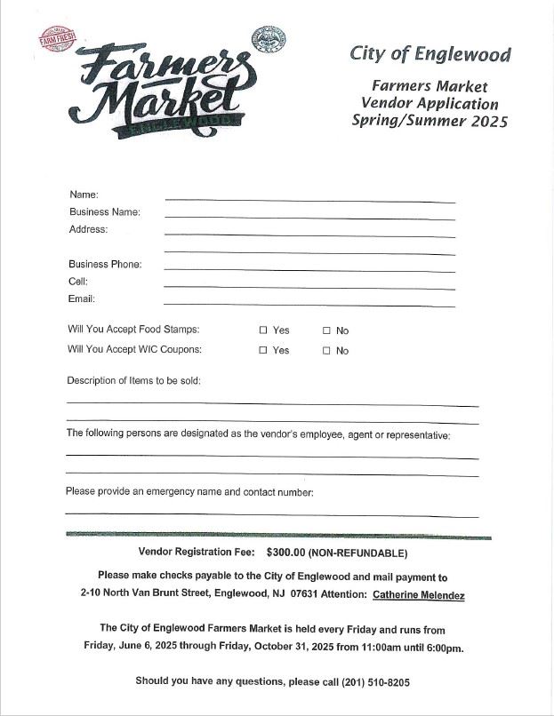 Farmers Market Vendor Application 2025