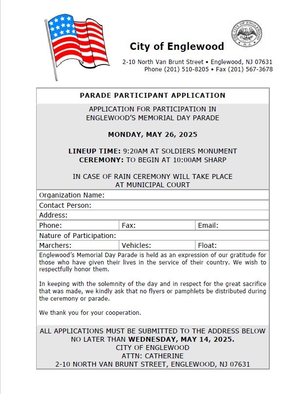 Memorial Day Parade Particpant Application