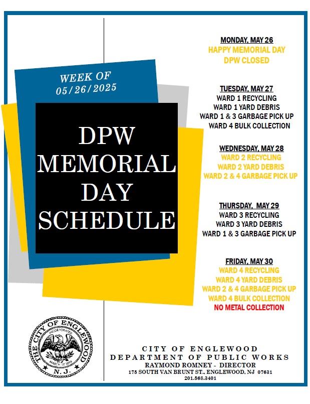 DPW Memorial Day Schedule 2025