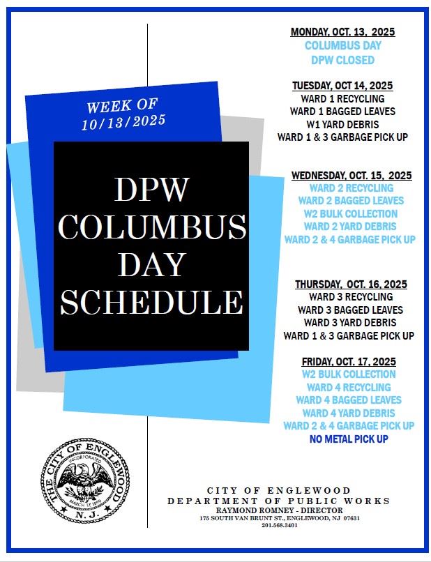 DPW Columbus Day Schedule 2025